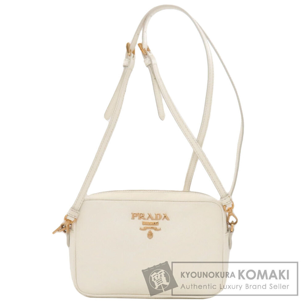 Prada Logo Shoulder Bag Saffiano Leather Nero Black